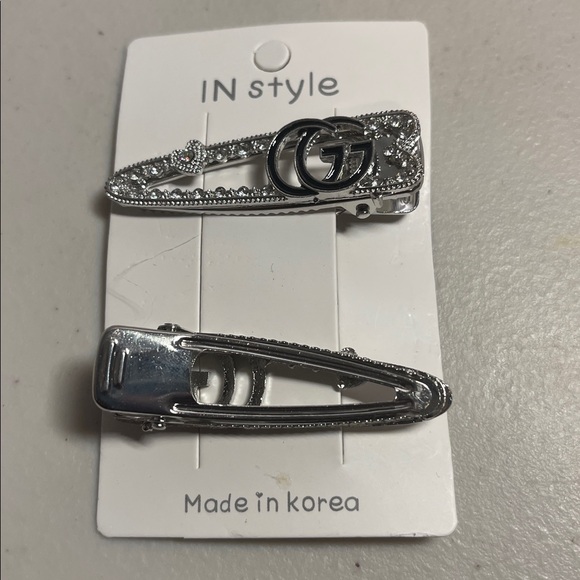 Silver Rhinestone Hair Clips - Picture 2 of 2